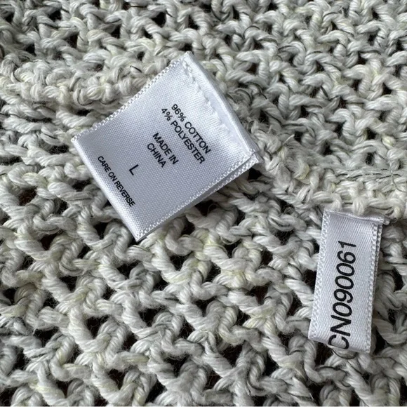 New York & Company Y2K Soho Cotton Chunky Knit Gray Quarter Sleeve Cardigan L - Picture 6 of 7